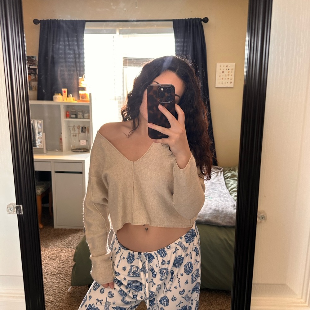 Free People Cream Cashmere Top